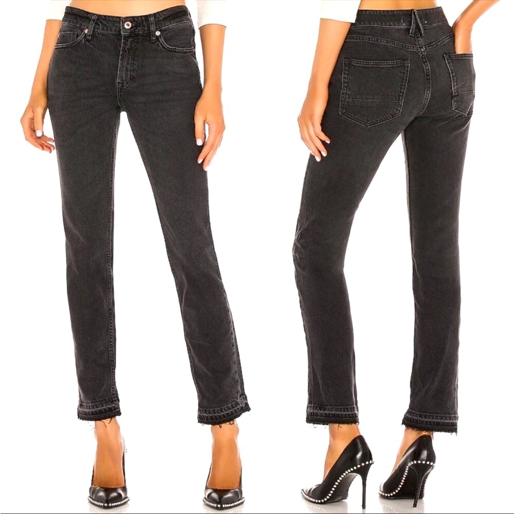 NWT Free People Cuffed Slim Boyfriend Jeans in Faded Black | 24